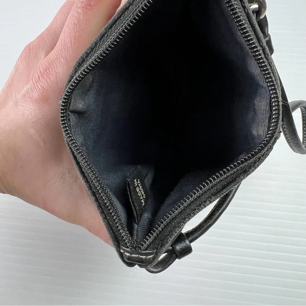 COACH Signature Black Wristlet Clutch Vintage Classic C Pattern Silver Zipper